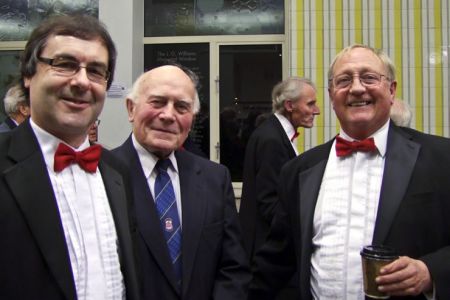 Jez and Paul at the William Aston Hall for the Wrexham Concert with Emrys Roberts (centre) a founder member of the Choir